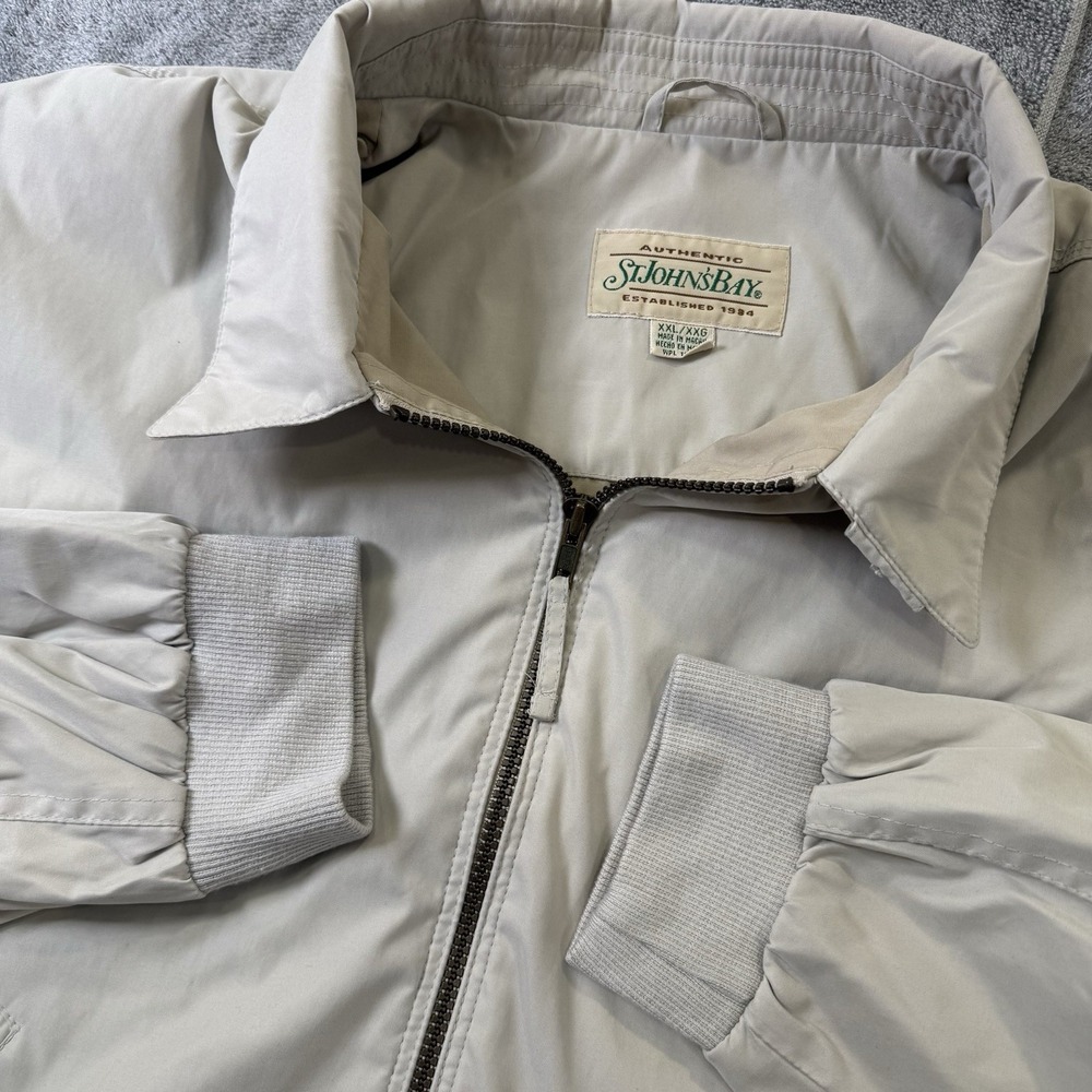 St John's‎ Bay Lightweight Harrington Bomber Jacket Mens XXL Beige Full Zip
